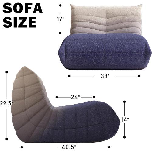 Bean Bag Chair, Fireside Chair Bean Bag Sofa Large Bean Bag Chair for Adults, Bean Bag Chairs for Teens with High Density Comfortable Foam, Memory Foam Bean Bag for Living Room, Bedroom (Blue&White)