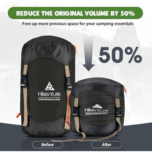 Hikenture Sleeping Bag Stuff Sack, Anti-Tear Ultralight Compression Sack | Water-Resistant Sleeping Bag Storage Sack, 10L/14L/20L/30L/45L Sleeping Bag Cover, Save 50% of Storage Space