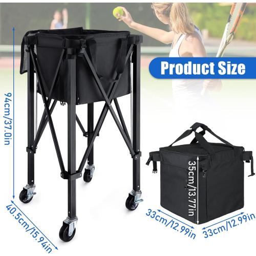 TOBWOLF Foldable Tennis Ball Hopper,Holds 160 Balls, Portable Tennis Ball Hopper with Wheels,Upgraded Large Capacity Pickleball Ball Holder for Baseball Softball Pickleball Training