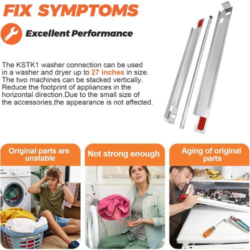KSTK1 washer dryer stacking kit 27-inch for LG Laundry washing Machine&Dryer - Solid Metal with Chrome Coated - 10 YEARS WARRANTY