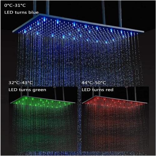 16x32 Shower Head System Ceiling Mount Shower Faucet Set Luxury Shower Faucets with Adjustable Body Shower Jets and Handheld Spray LED Large Rainfall Showerhead, Matte Black