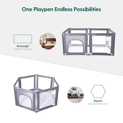 Babelio Wall Mountable Playard, Foldable Playpen for Babies and Toddlers- Adjustable Shape & Area, 62 * 31 Playpen with Zipper Gate, Portable Baby Fence for Indoor & Outdoor