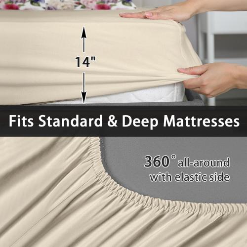 7 Pcs King Size Comforter Set with 2 Pillowcases & 2 Shams, Floral Flower Peony Bedding for Kids and Adults, Botanical Painting Hydrangea Bed in a Bag with Flat Fitted Sheet