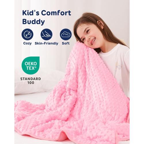 Kivik Weighted Blanket 3 lbs, Small Minky Dotted Blankets, Soft Heavy Blanket Throw, Machine Washable, 36 x 48 Inches Pink