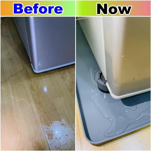 Mini Fridge Silicone Mat with Raised Edges, 20 x 20 x 0.6 Mini Fridge Drip Tray with 4 Base Raisers,Mini Refrigerator Carpets Floor Protector (Small Black)