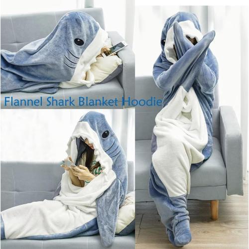 Shark Onesie Shark Blanket Hoodies Wearable Shark Blanket Soft Flannel Shark Costume Sleeping Bag Shark Pajamas