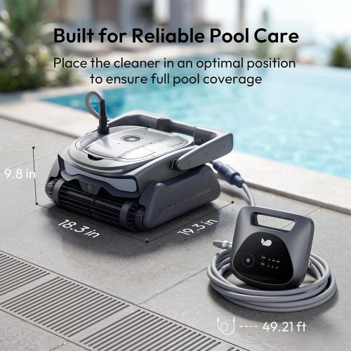 (2026 New) BUBLUE Bubot 800P Gen2 Robotic Pool Vacuum,Cleans Floor/Wall/Waterline/Shallow Area,Powerful Suction Pool Cleaner,Smart Navigation,App Control & Scheduling for Pools up to 1,076 Sq.Ft.Grey
