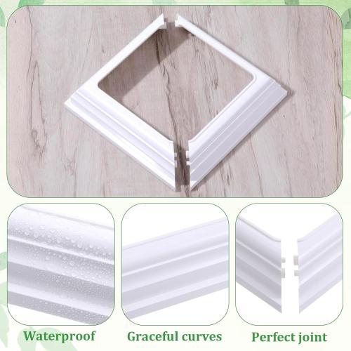8 Packs 4x4 Inches Vinyl Post Skirt Split Style Base Cover Column Wraps, Fence White Post Cover for Hand and Stair Rails Porch Deck Base