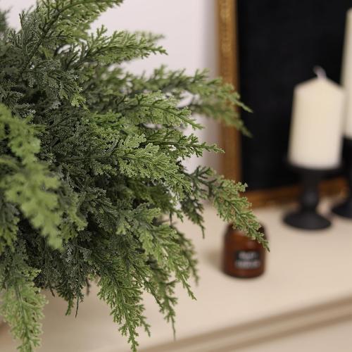 18 Real Touch Cedar Branches -12 Pcs, Artificial Christmas Cedar Branch Realistic Fake Pine Picks Faux Greenery Plants Stem for Vase DIY Crafts Garland Wreath Indoor Outdoor Home Decor
