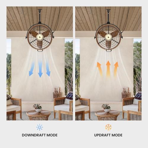 Outdoor Ceiling Fan with Lights, 23‘’ Waterproof Gazebo Fan with Remote Control Smart App, Plug in Caged Ceiling Fan for Patios, Pergola Porch