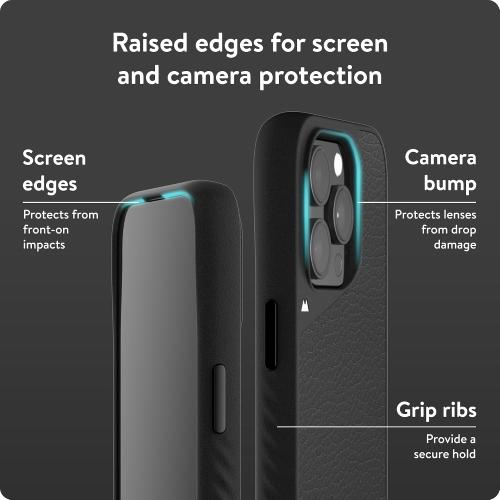 Mous for iPhone 15 Pro Max Case MagSafe Compatible - Limitless 5.0 - Black Leather - Protective iPhone 15 Pro Max Case - Shockproof Phone Cover