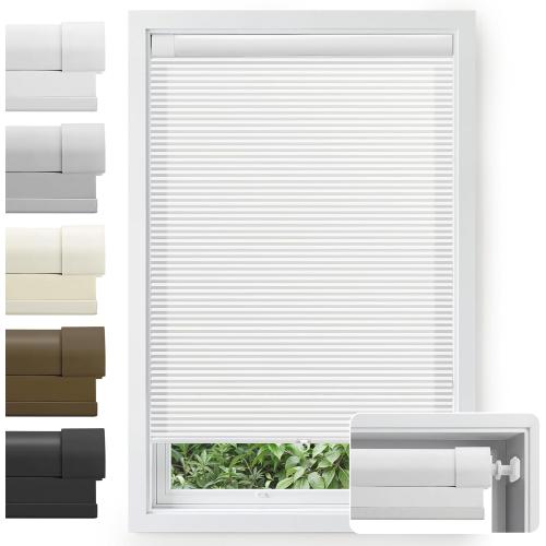 No Drill Cordless Cellular Shades, 30s Easy Install Honeycomb Window Shades, Light Filtering Thermal Insulated Blinds for Bedroom Kitchen Bathroom (White, 35 W x 48 H)