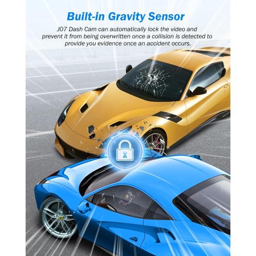 Dash Cam Front and Rear, 2.5K 1440P Triple Car Camera with 32GB Card, 3 Channel Dash Camera for Cars, G-Sensor, 3.16” IPS Screen, 24Hr Parking, 170°Wide Angle, Loop Recording, IR Night Vision, Blue