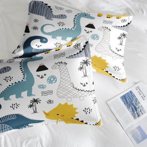 Dinosaur Cute Kids Comforter Set Twin Size, Dino Dragon Blue Yellow Soft Bedding Set with Pillowcases for Girls Teens Kids Boys Adults Bedroom Bed Decor,1 Quilt 1 Pillow Case
