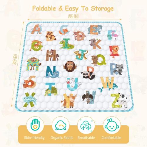 Baby Play Mat for Floor,Premium Baby Play Mat 50 X 50,Thick One-Piece Crawling, Odorless Floor Mat,Non-Slip Cushioned Baby Playmat for Infants,Babies,Toddlers.Foldable and Washable Baby Plaype