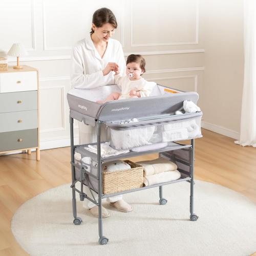 Maydolly Baby Changing Table, Maydolly Portable Foldable Changing Table, Waterproof Diaper Changing Station, Adjustable Height Changing Station, Mobile Nursery for Newborn and Infant