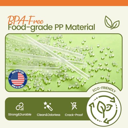 Plastic Straws 500 Pcs Individually Wrapped Clear Disposable Drinking Straw | 10.2 Long Made in USA - Straight Long Straws for Party, 0.23'' Diameter