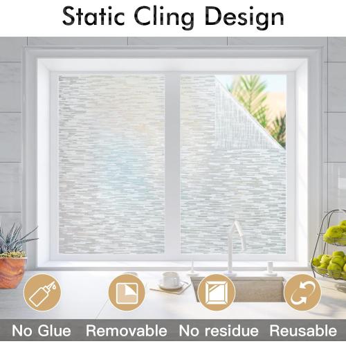 Haton Window Privacy Film, Frosted Glass Static Cling Sun Heat Blocking Window Clings, Frosting Opaque Coverings, Vinyl Removable Stickers Tint for Home Door Office, Non Adhesive 23.6 x 78.7