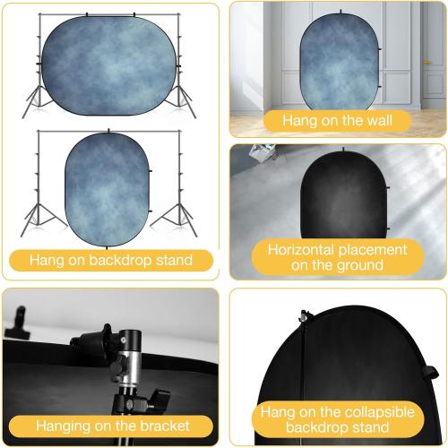 Kate 5x6.5ft(1.5x2m) Collapsible Backdrop Blue Black Pop up Backgrounds Folding Photography Backdrops Photoshoot Prop