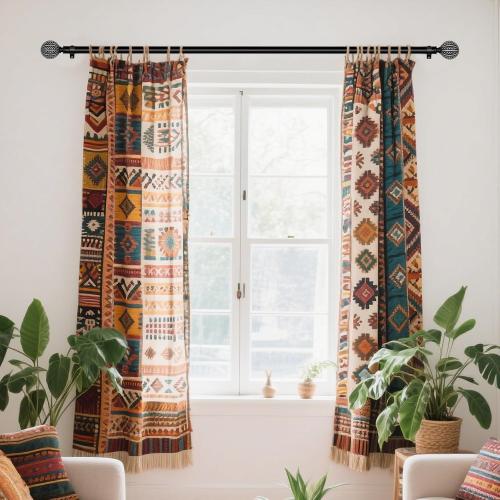KAMANINA Black Curtain Rods for Windows 66 to 120 Inch Heavy Duty