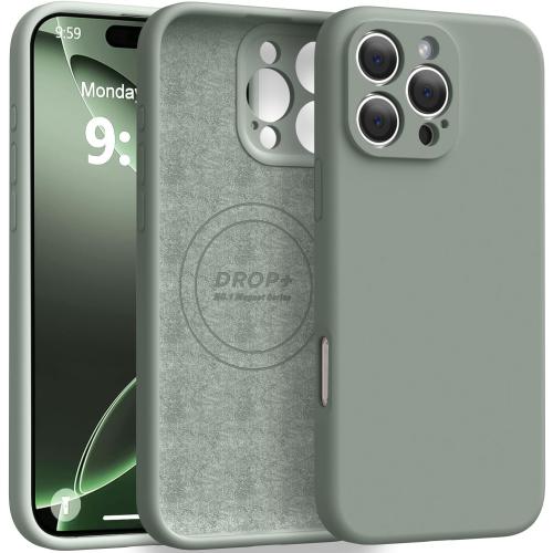 Ktele Magnetic for iPhone 16 Pro Case [Compatible with Magsafe] [Premium Silicone Satin-Smooth Touch] Slim Shockproof Anti-Scratch Microfiber Lining Case, 6.3 inch, Calke Green