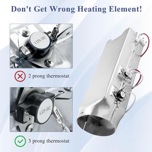 5301EL1001H Dryer Heating Element fit for LG.TROMM,Heater Assembly 5301EL1001H fit for Kenmore Elite 79680272900 3 Prong Thermostat 6931EL3001F DLEX7177WM DLE5977W DLE2516W DLE0442W prime&swift
