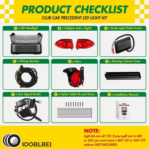 Deluxe Golf Cart LED Light Kit for Precedent 2004-Up Electric Models, 12V Street Legal Club Car Precedent Light Kit with Headlight Taillight Turn Signal Hazard Light Switch Horn Brake Pad