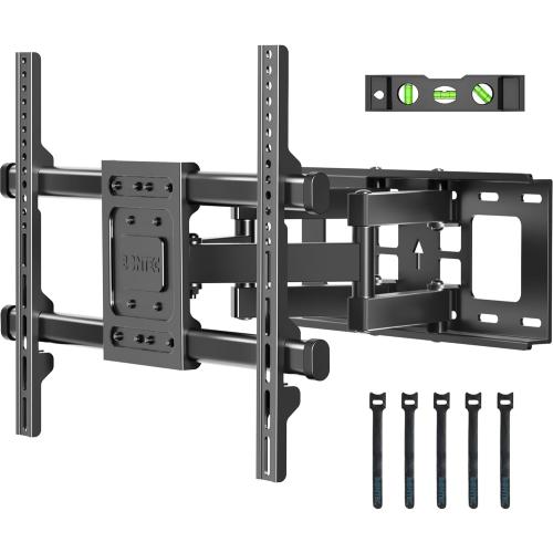 BONTEC Full Motion TV Wall Mount for 37-84 Inch TVs, Hold up to 132lbs, Max VESA 600x400mm, Swivel Tilt Dual Arms, Adjustable Viewing Angle, Fits 16 Wood Studs, Easy Assembly