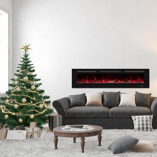 Size 30 Electric Fireplace 30 inch Wide, Wall Mounted Fireplace Inserts Electric Heater, 13 * 13 Flame Effects Like Real Flame, Low Noise, Timer & Thermostat Setting, 750W/1500W, Black