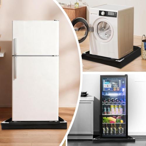 Washing Machine Pan 31.9 X 31.9 X 2.7 Inch Washing Machine Drain Pan with 4 PCS Anti-Vibration Foot Pads and Drain Hole Hose for Washer Dryer Floor Protection