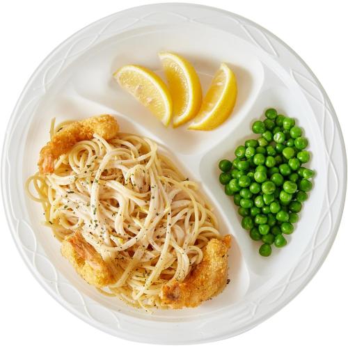 Restaurantware-RW Base 10.4 Inch Microwavable Food Plates, 150 Round Plastic Plates - 3 Compartments, Disposable, White Plastic Dinner Plates, Serve Hot And Cold Foods, For Restaurants And Cafes