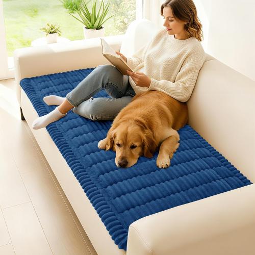 hyha Couch Covers for Dogs Washable, Non Slip Plush Dog Sofa Protectors, Fuzzy Pet Couch Covers for 3 Cushion Sofa Pet Friendly (Navy Blue, 27.6 x 59) NEEDS CLEANING