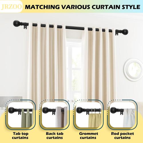 Black Curtain Rods 28 to 48 Inches(2.3-4 Feet),5/8 inch Splicing Drapery Rods,Small Curtain Rods Set,Size: 18''-45'',Matte Black