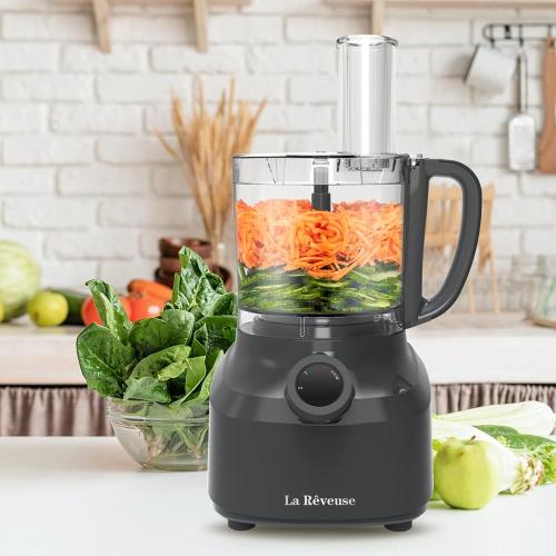 Grey La Reveuse 4-Cup Food Processor Vegetable Chopper for Slicing,Shredding,Grating,Juicing,Emulsfying,Mixing,400 Watts