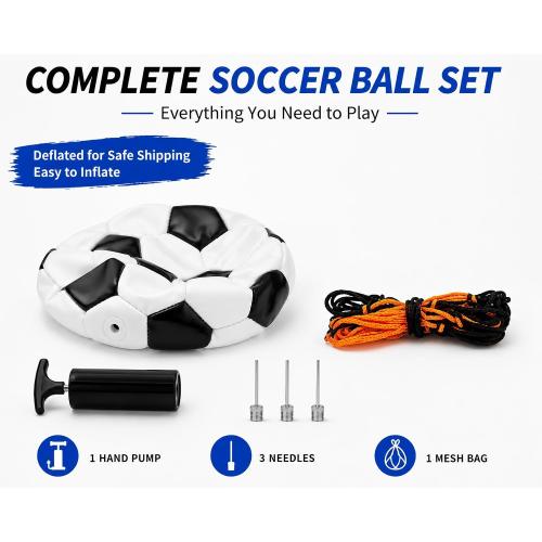 Soccer Ball Size 5 Size 4 Size 3 Size 2 with Pump Deflated - Single, 2 or 3 Pack Official Size Indoor Outdoor Training - Gift for Toddler Kids Youth Teens Adult 3-5 5-8 8-12 12  Years Old Boys Girls