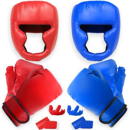 14 Pcs Boxing Set Boxing Equipment Set for Beginners Including 2 Pair of 6 oz Boxing Gloves Headgear Helmet Hand Wraps Mouth Guards Gifts for Adults Youth Beginners Training Equipment