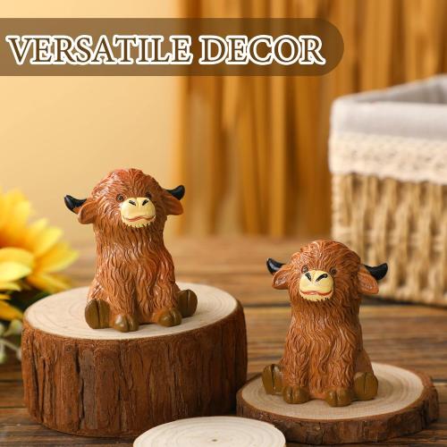 Honeydak 2 Pack Toilet Bolt Caps Decorative Highland Cow Toilet Bolt Screw Covers Cute Ceramic Bathroom Decor Fun Themed Gadgets Bathroom Replacement Parts