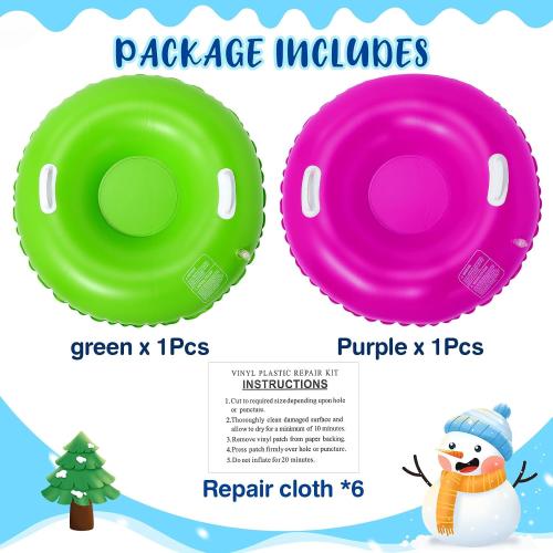 Shappy 2 Pack 36'' 40'' 47'' Snow Tube Inflatable Snow Sleds Heavy Duty Sleds Adults for Winter Outdoor Sports Toboggan with Handles Thickened Bottom