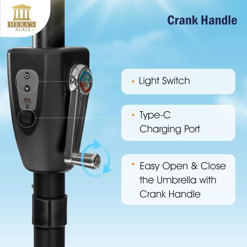 HERA'S PALACE 13ft Patio Umbrella with 120 LED Solar Lights Double Sided Outdoor Umbrella for Patio 8 Colors Changing Table Umbrella Outdoor Patio for Garden Pool