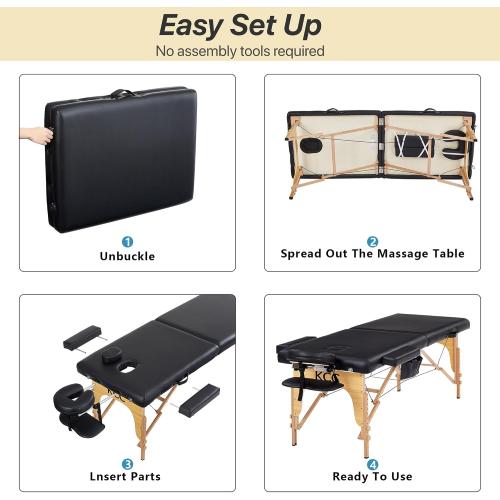 KCC Memory Foam Massage Table Premium Portable Foldable Massage Bed Height Adjustable, 84 Inches Long 28 Inchs Wide Home Salon Spa Bed Tattoo Table with Accessories &Carrying Case, Easy Set Up