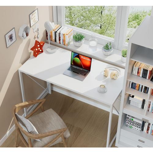 Harper white 100*50*72 cm Folding Desk White Desks, Foldable Computer Desk Spaces Saving Writing Table for Bedroom, Home Office, Dorm, Apartment, Kids