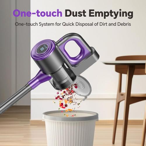 Cordless Vacuum Cleaner, Powerful Suction Vacuum Cleaners for Home, Stick Vacuum Cordless Rechargeable with LED Screen and 3-Speed Suction, Lightweight Handheld Vacuum for Pet Hair, Hard Floor, Carpet