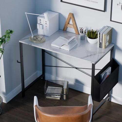 Pamray Size  32 Inch Computer Desk for Small Spaces with Storage Bag, Home Office Work Desk with Headphone Hook, Small Study Writing Table