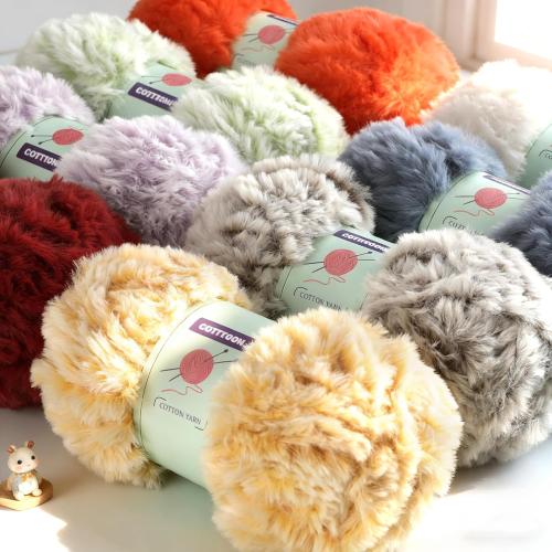 Faux Fur Fluffy Yarn for Crochet, White Fuzzy Plush Yarn for Crocheting