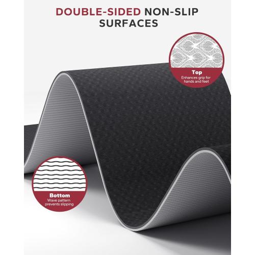 HAPBEAR Large Yoga Mat - 72x36x6mm (1/4 inch), Extra Wide Non-Slip Exercise Mat for Home Workout, Yoga, Pilates & Stretching, Durable & Eco-Friendly, Includes Bonus Resistance Bands & Carry Bag