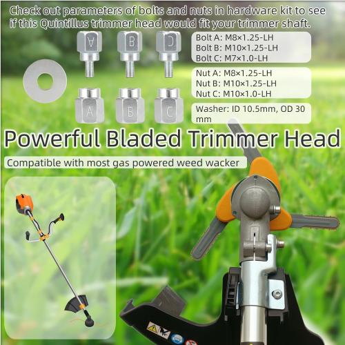 Quintillus H01 Weed Eater Blades for Gas Powered Weed Eater String Trimmer Head 3-Blade Universal Trimmer Head Attachment for Weedeater Grass Head for Weed Wacker Blade Replacement for Weed Warrior