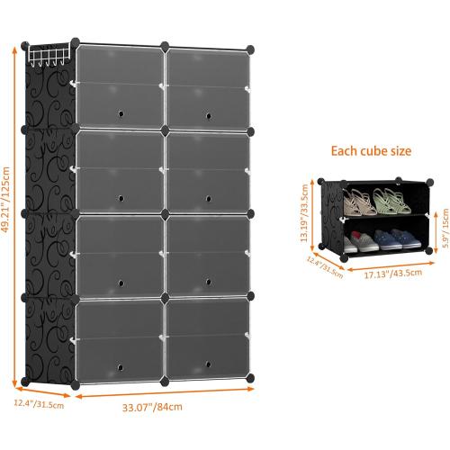 HOMIDEC Shoe Rack, 8 Tier Shoe Storage Cabinet 32 Pair Plastic Shoe Shelves Organizer for Closet Hallway Bedroom Entryway