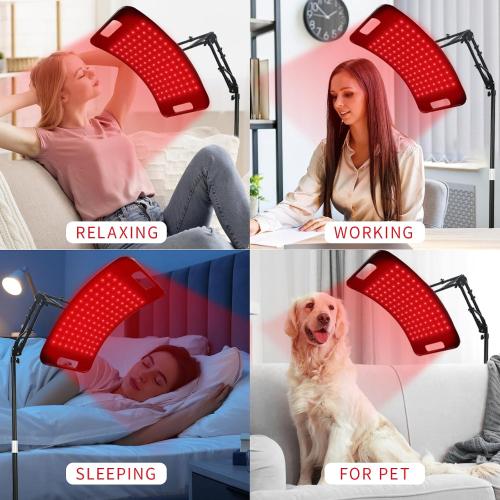Red Light Therapy for Body,Red Light Therapy Lamp with Adjustable Holder & Desktop Stand,660nm and 850nm Infrared Light Panel Device for Facial and Full Body(130 Beads)