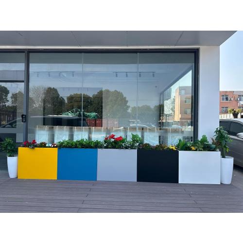 38 L x 13 W x 30 H Metal Tall Rectangular Planter - Large Planter Box for Outdoor Patio/Porch Modern Design for Plants, Flowers, Garden,Spliced Flower Pot (Black)