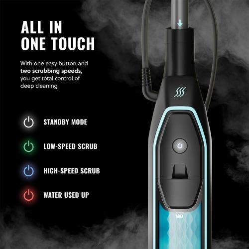 Pursteam ScrubMaster Steam Mop with Dual Scrubbing Head, LED Headlights, Adjustable Steam Control, Anti-Slip Swivel Head, Cable Holder & Upright Lock